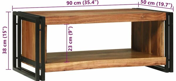 VidaXL Dohányzóasztal Barna 90 x 50 x 38 cm tömör akácfa