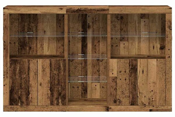 VidaXL LED tálaló Öreg fa 162 x 37 x 100 cm Szerelt Fa