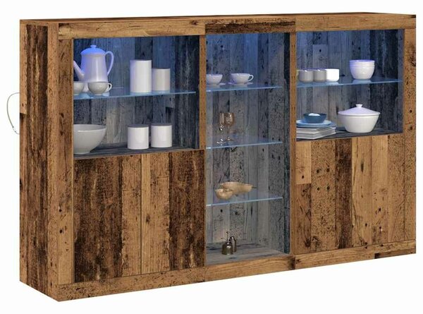 VidaXL LED tálaló Öreg fa 162 x 37 x 100 cm Szerelt Fa