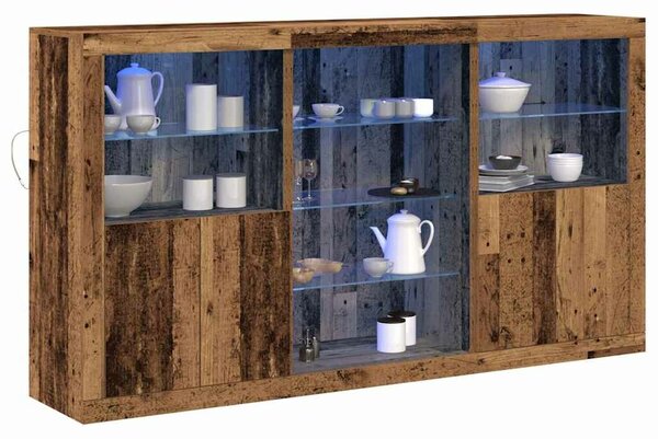 VidaXL LED tálaló Öreg fa 181,5 x 37 x 100 cm Szerelt Fa