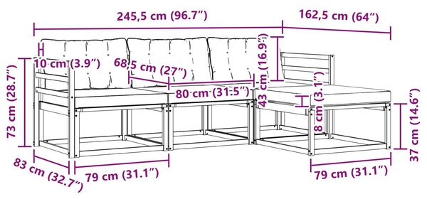 VidaXL Kültéri kanapé szett párnával 4 pcs Fehér és Világosszürke