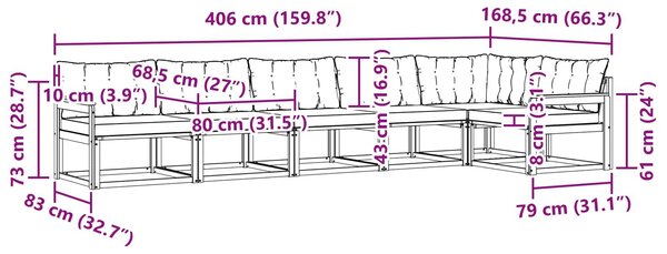 VidaXL Kültéri kanapé szett párnával 6 pcs Fehér és Bézs