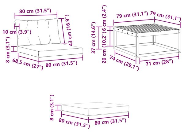 VidaXL Kültéri kanapé szett párnával 4 pcs Fehér és Világosszürke