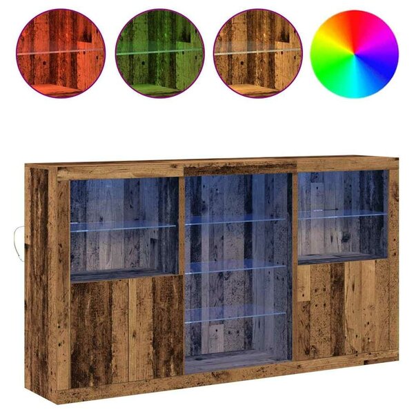 VidaXL LED tálaló Öreg fa 181,5 x 37 x 100 cm Szerelt Fa