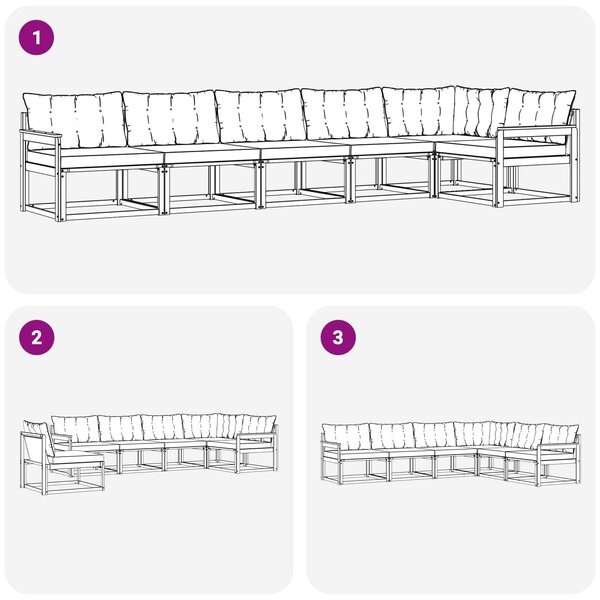 VidaXL Kültéri kanapé szett párnával 6 pcs Fehér és Bézs