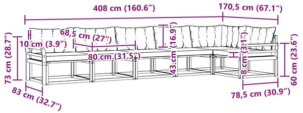 VidaXL Kültéri kanapé szett párnával 6 pcs Fehér és Világosszürke