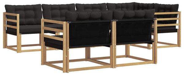 VidaXL Kültéri kanapé szett párnával 7 pcs Fehér és Fekete