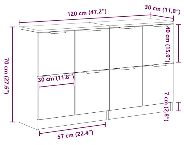 VidaXL Tálalószekrény Musta tammi 180 x 30 x 70 cm Faanyag