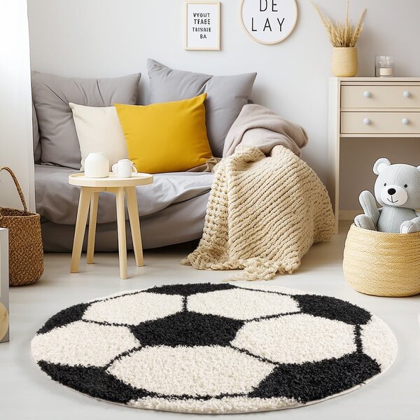 Fekete-krémszínű gyerek szőnyeg ø 100 cm Fun – Ayyildiz Carpets