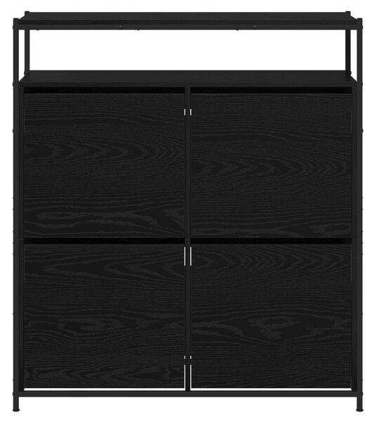 VidaXL Cipőszekrény 4 Flip-Ajtóval Fekete Tölgy 100x34x112 cm