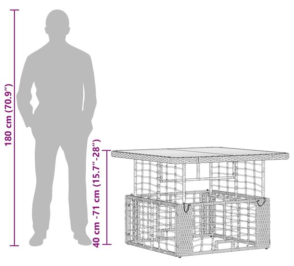 VidaXL Kert étkező szett 3 pcs Fekete és Szürke Poli Rattan és Akácfa