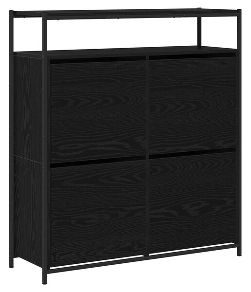 VidaXL Cipőszekrény 4 Flip-Ajtóval Fekete Tölgy 100x34x112 cm