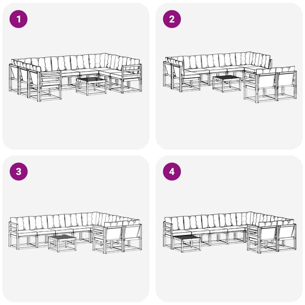 VidaXL Kültéri kanapé szett párnával 10 pcs Fehér és Bézs
