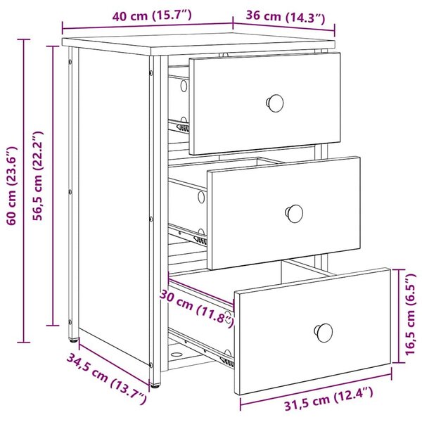 VidaXL Éjjeliszekrény fiókkal 2 pcs Barna 40 x 36 x 60 cm