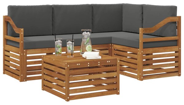 VidaXL Kültéri kanapé szett párnával 5 pcs Természetes és antracit