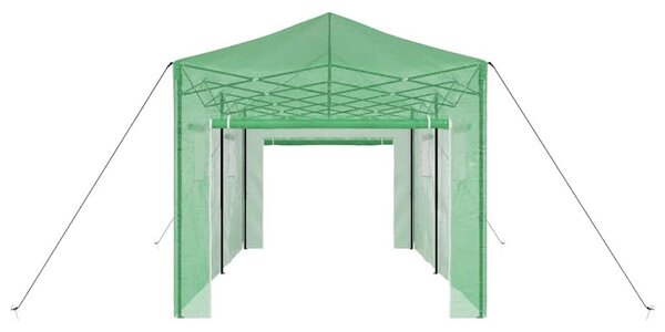 VidaXL Melegház tetővel Zöld 290 x 580 x 315 cm Acél