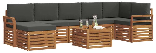 VidaXL Kültéri kanapé szett 8 pcs Természetes és antracit Tömör Akácfa