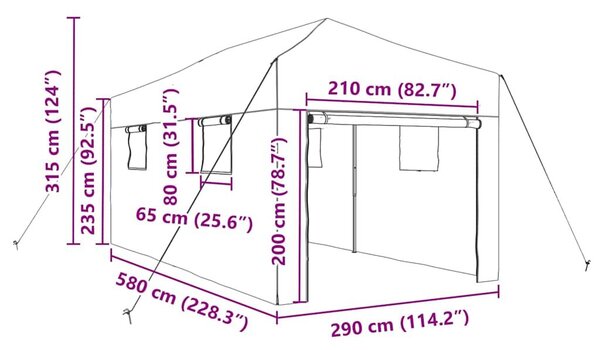 VidaXL Melegház tetővel Zöld 290 x 580 x 315 cm Acél