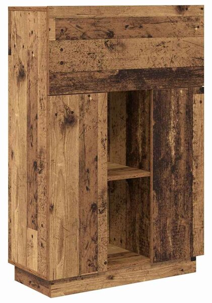 VidaXL Asztal polcokkal ajtóval Régi fa 71.5 x 31.5 x 106.5 cm Faanyag