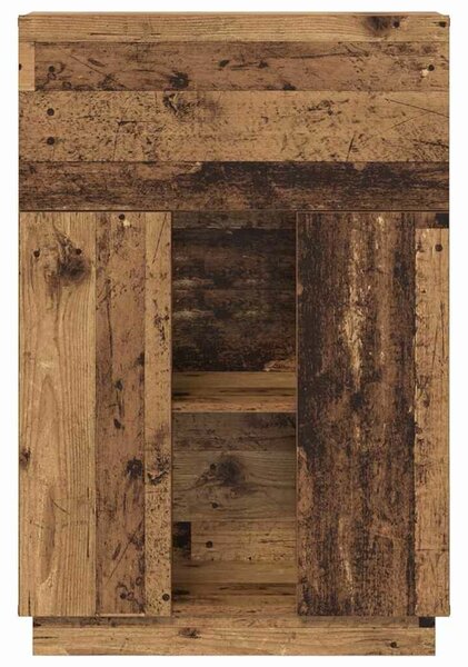 VidaXL Asztal polcokkal ajtóval Régi fa 71.5 x 31.5 x 106.5 cm Faanyag