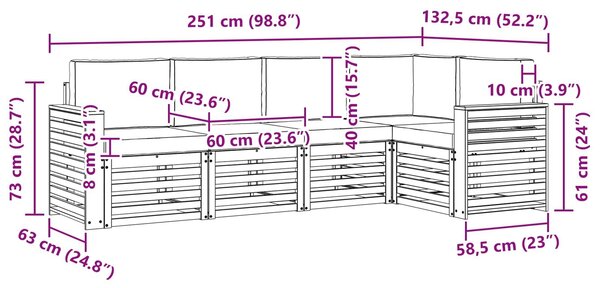 VidaXL Kültéri kanapé szett 5 pcs Fehér és Krém színű