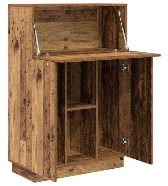 VidaXL Asztal polcokkal ajtóval Régi fa 71.5 x 31.5 x 106.5 cm Faanyag