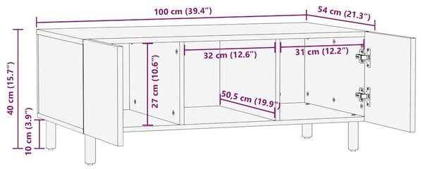 VidaXL Dohányzóasztal Barna és fekete 100 x 54 x 40 cm