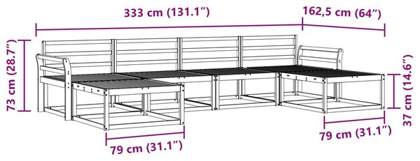 VidaXL Kültéri kanapé szett 6 pcs Természetes Tömör Akácfa