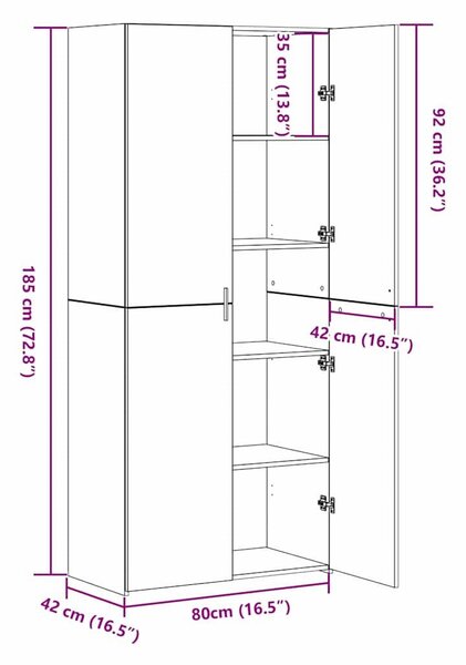 VidaXL Magasfiú Öreg fa 80 x 42 x 185 cm