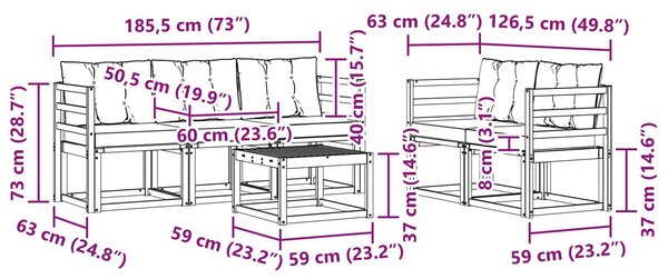 VidaXL Kültéri kanapé szett párnával 6 pcs Fehér és Világosszürke