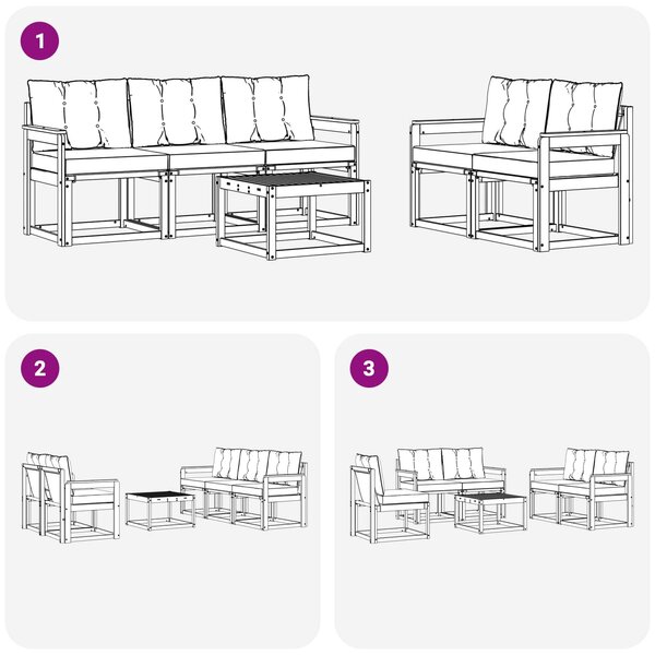 VidaXL Kültéri kanapé szett párnával 6 pcs Fehér és Krém színű