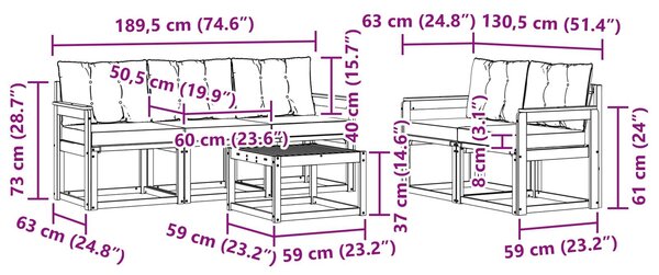 VidaXL Kültéri kanapé szett párnával 6 pcs Fehér és Krém színű