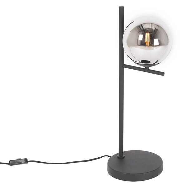 Art Deco asztali lámpa fekete és füstüveg - Flore