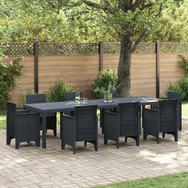 VidaXL Kerti Asztal Antracit 300 x 100 x 73 cm polirattan