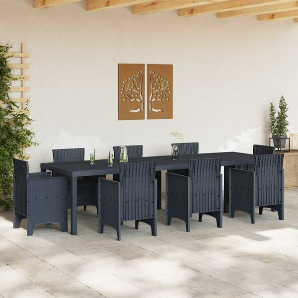 VidaXL Kerti Asztal Antracit 300 x 100 x 73 cm polirattan
