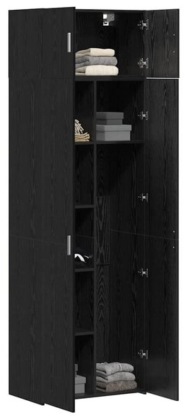 VidaXL tárolószekrény Fekete tölgy 70x42.5x225 cm Mérnöki Fa