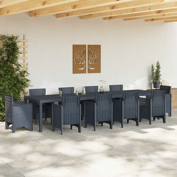 VidaXL Kerti Asztal Antracit 350 x 100 x 73 cm polirattan