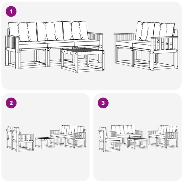 VidaXL Kültéri kanapé szett párnával 6 pcs Fehér és Krém színű