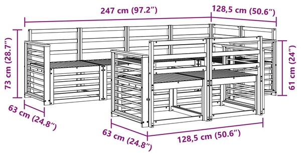 VidaXL Ülőgarnitúrák 7 pcs Természetes Tömör Akácfa