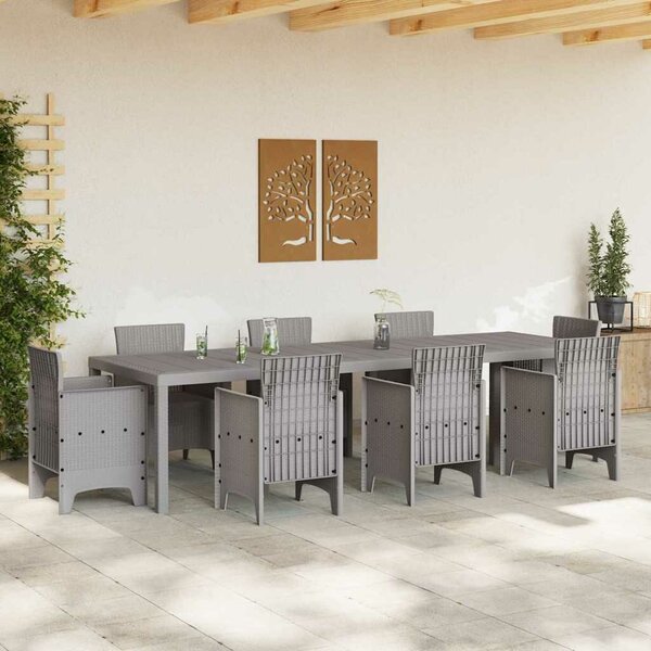 VidaXL Kerti Asztal Világosszürke 300 x 100 x 73 cm polirattan