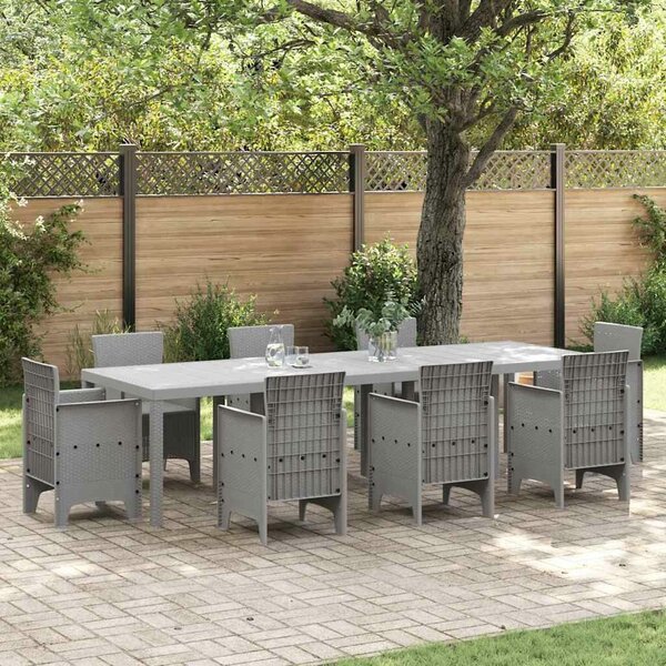 VidaXL Kerti Asztal Világosszürke 300 x 100 x 73 cm polirattan