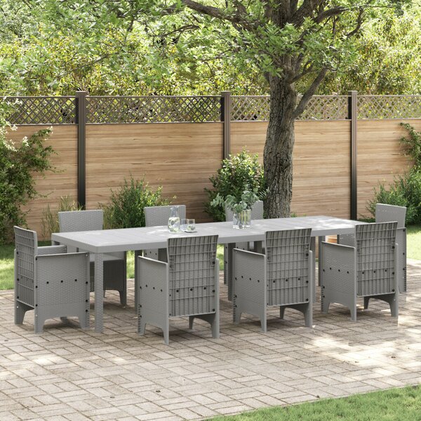 VidaXL Kerti Asztal Világosszürke 300 x 100 x 73 cm polirattan