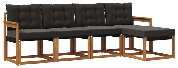 VidaXL Kültéri kanapé szett párnával 5 pcs Természetes és fekete