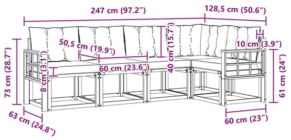 VidaXL Kültéri kanapé szett párnával 5 pcs Fehér és Krém színű