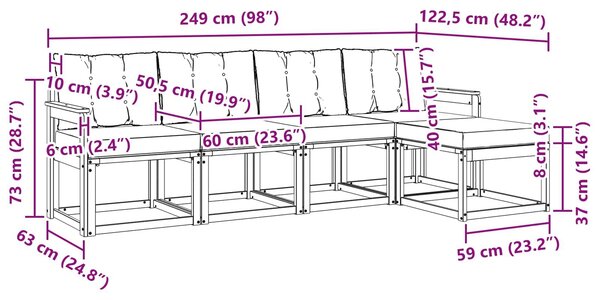 VidaXL Kültéri kanapé szett párnával 5 pcs Fehér és Világosszürke