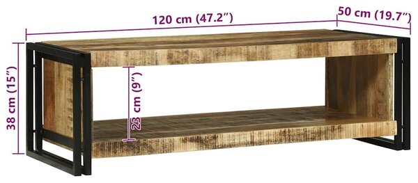 VidaXL Dohányzóasztal Barna 120 x 50 x 38 cm Tömör nyers mangófa