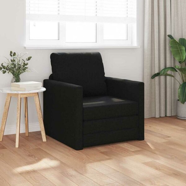 VidaXL Padlós Kanapé Ágy párnával Fekete 74 x 77 x 81 cm szövet
