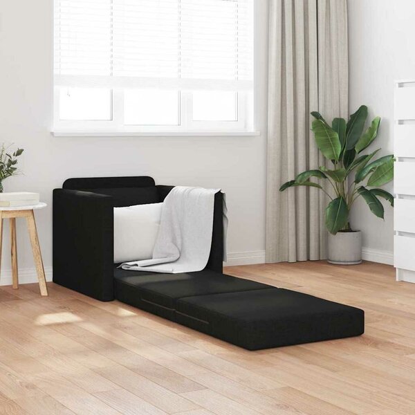 VidaXL Padlós Kanapé Ágy párnával Fekete 74 x 77 x 81 cm szövet