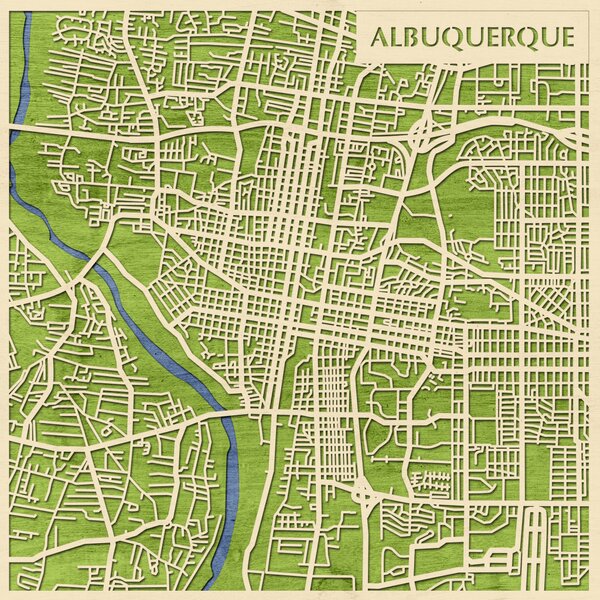 Albuquerque 3D fa várostérkép fali dekoráció – Natura Products