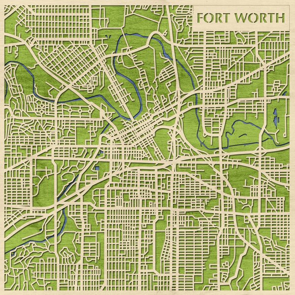 Fort Worth 3D fa várostérkép fali dekoráció – Natura Products